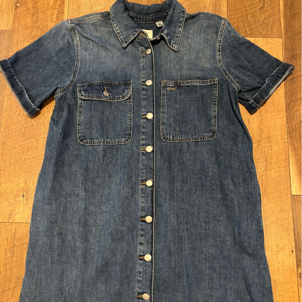 Universal Thread Denim Button-Front Mini Dress in Dark Blue